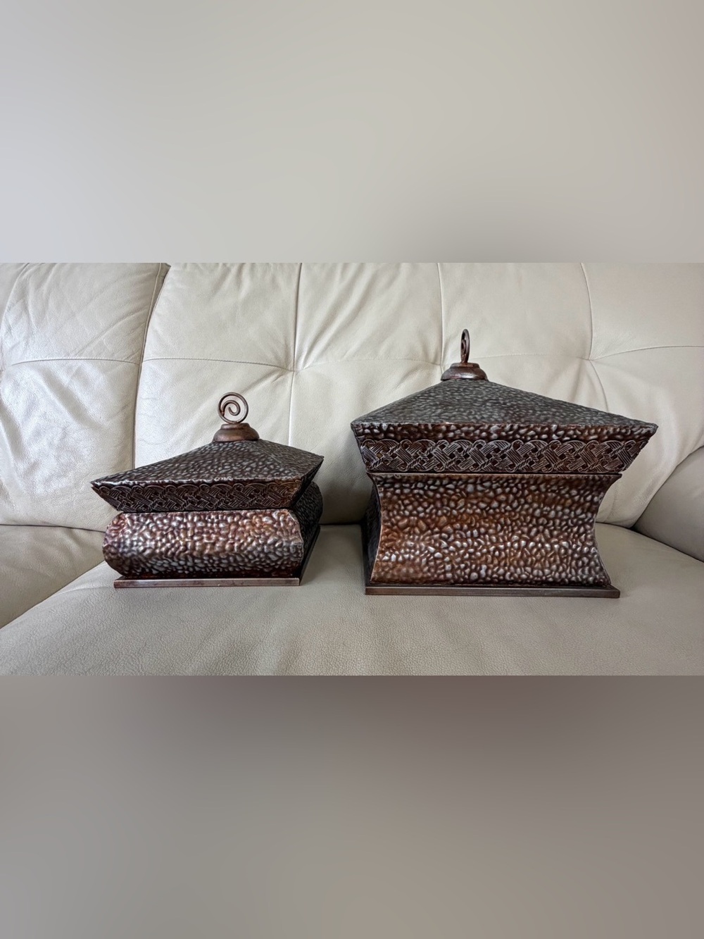 Decorative Hammered Metal Storage Canisters